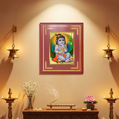 Bal Gopal |Baby Krishna | Devakinandana For Wall & Tabletop Frame in 24K Gold Plated Foil