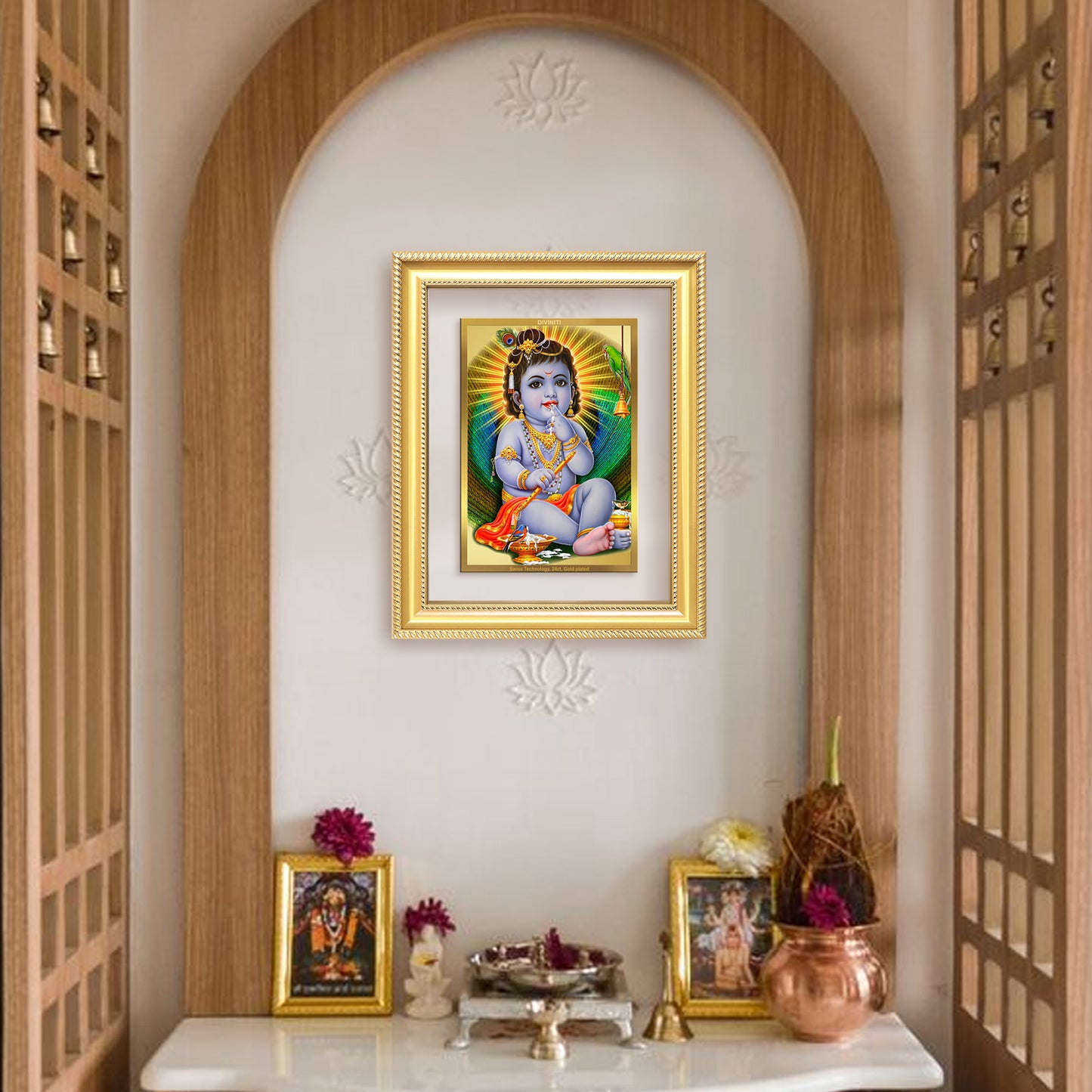 Bal Gopal |Baby Krishna | Devakinandana For Wall & Tabletop Frame in 24K Gold Plated Foil