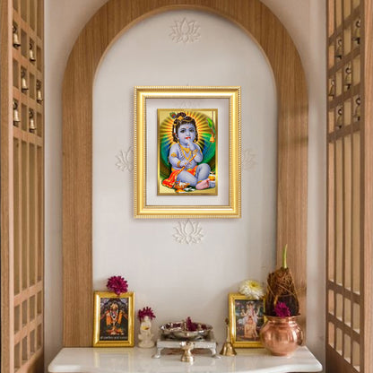 Bal Gopal |Baby Krishna | Devakinandana For Wall & Tabletop Frame in 24K Gold Plated Foil