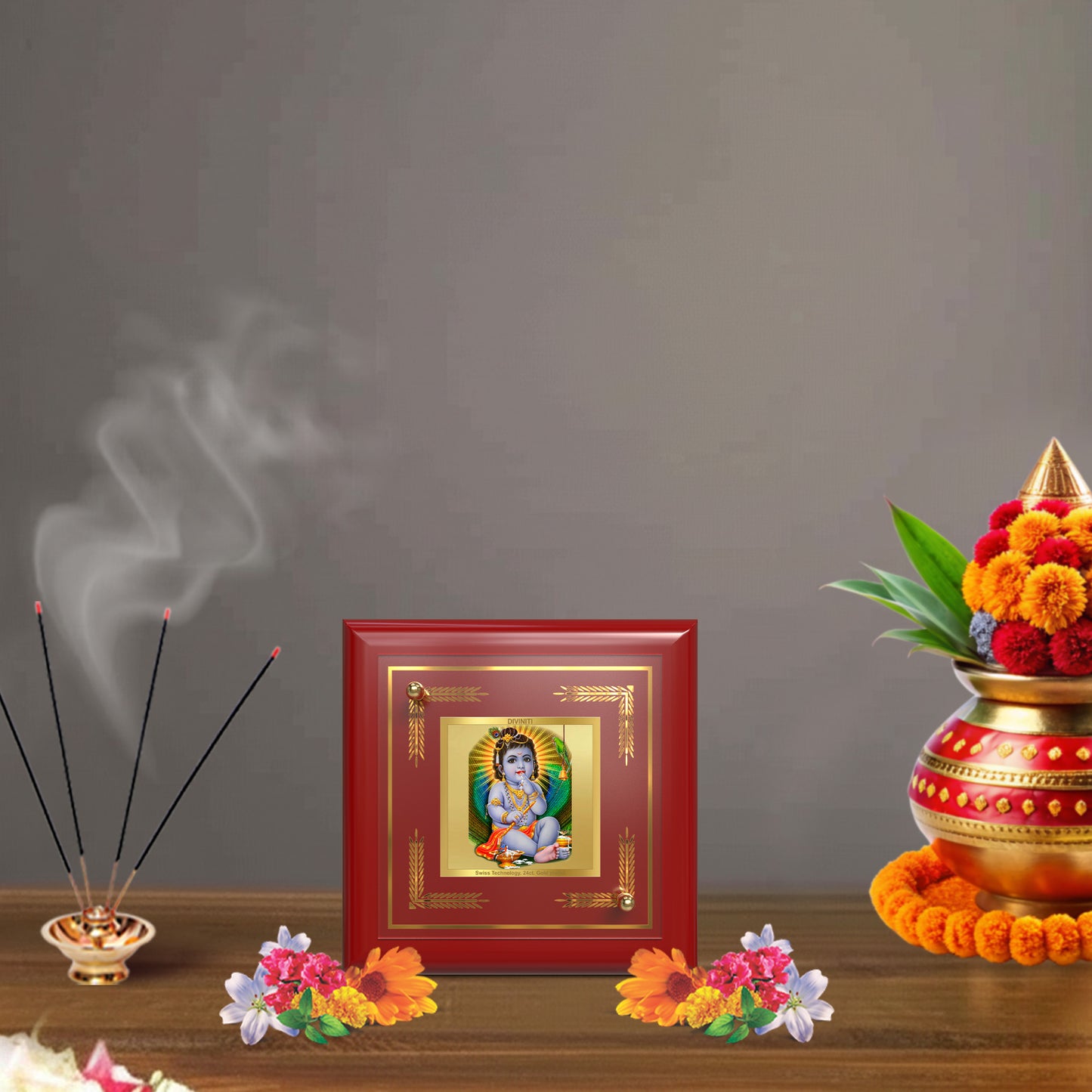Bal Gopal |Baby Krishna | Devakinandana For Tabletop Frame in 24K Gold Plated Foil