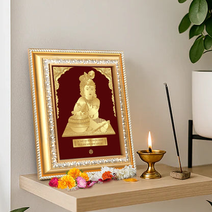 Makkan Bal Gopal |Baby Krishna | Devakinandana For Gold on Gold Wall Hanging Frame in 24K Gold Plated Foil