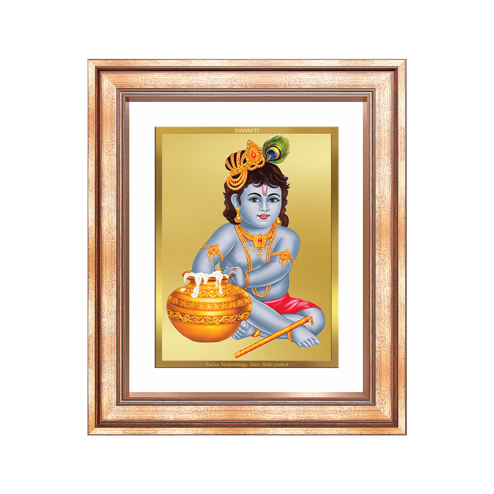 Makhan Gopal |Baby Krishna | Devakinandana For Wall & Tabletop Frame in 24K Gold Plated Foil