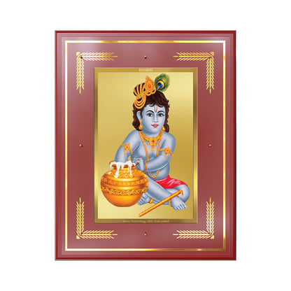 Makhan Gopal photo frame | Baby Krishna | Devakinandana Wall Photo Frame in 24K Gold Plated Foil