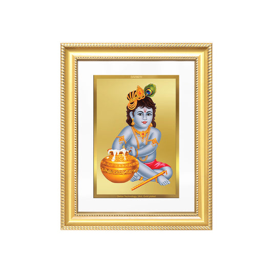Makhan Gopal |Baby Krishna | Devakinandana For Wall & Tabletop Frame in 24K Gold Plated Foil
