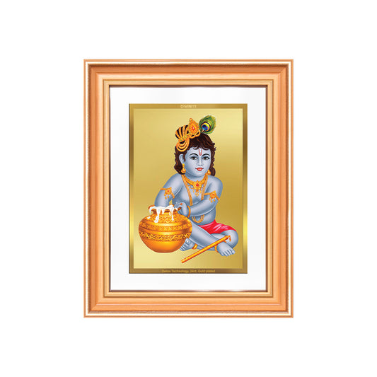 Makhan Gopal |Baby Krishna | Devakinandana For Wall & Tabletop Frame in 24K Gold Plated Foil