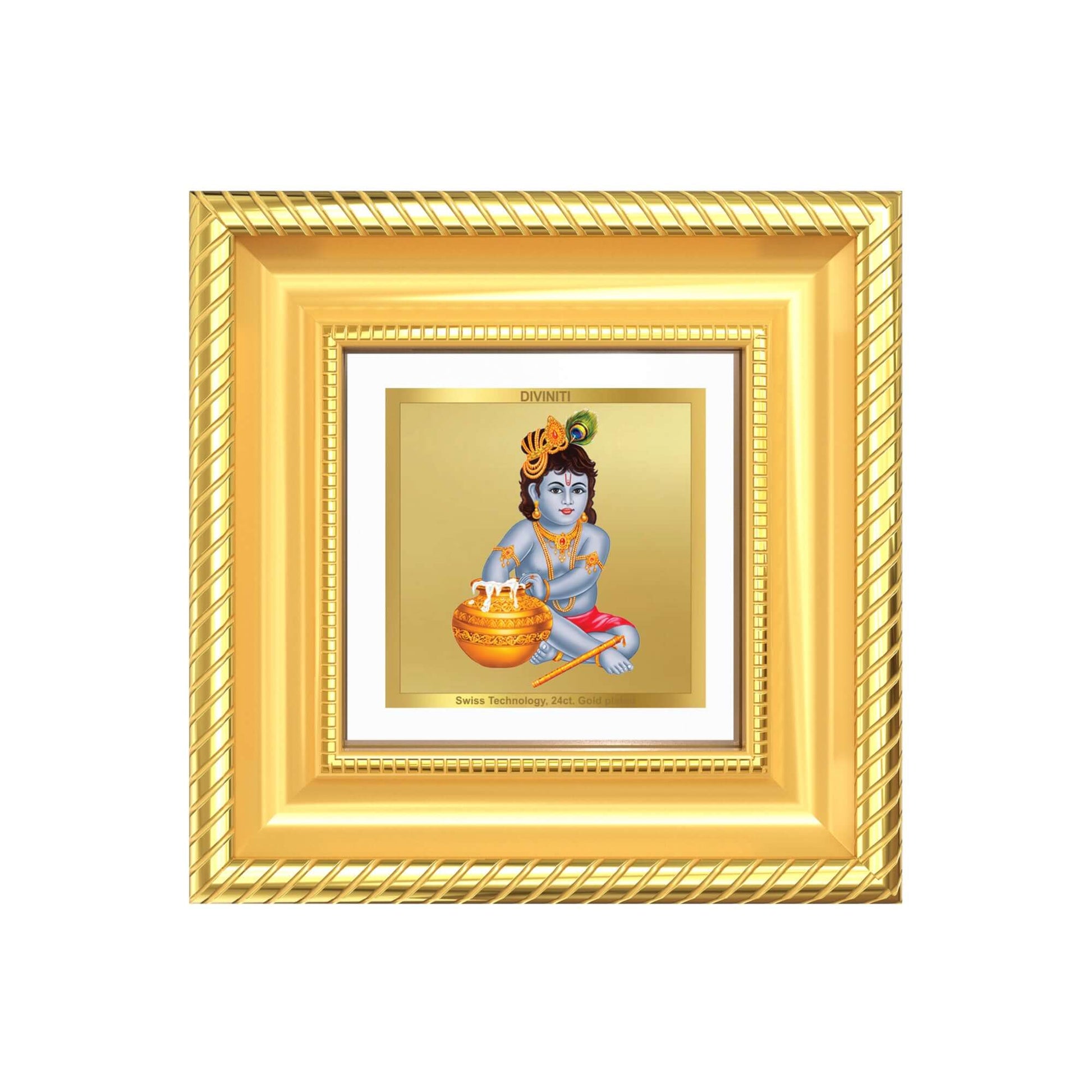 Makhan Gopal Baby Krishna Tabletop Frame in 24K Gold Foil