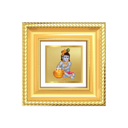 Makhan Gopal Baby Krishna Tabletop Frame in 24K Gold Foil