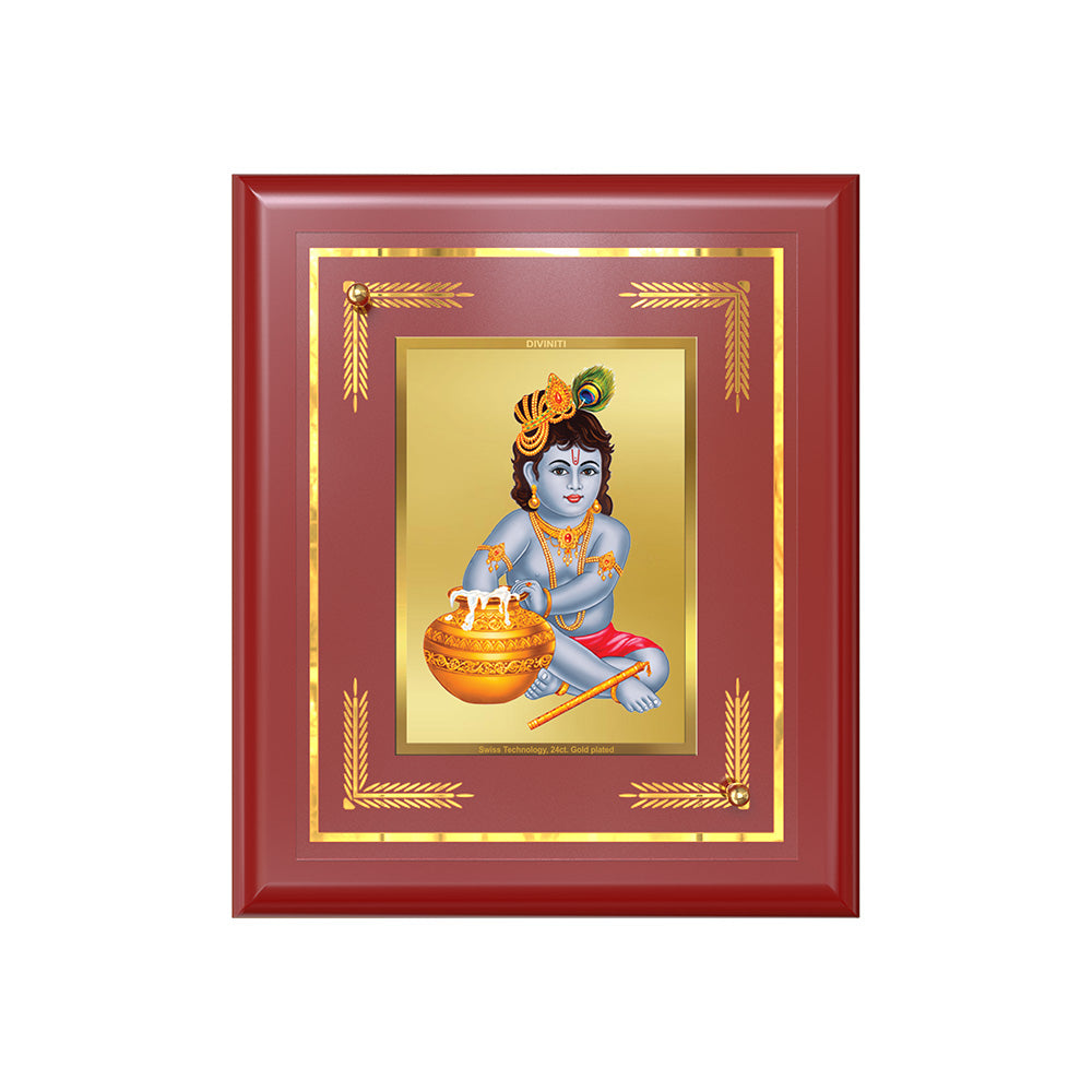 Makhan Gopal |Baby Krishna | Devakinandana For Wall & Tabletop Frame in 24K Gold Plated Foil