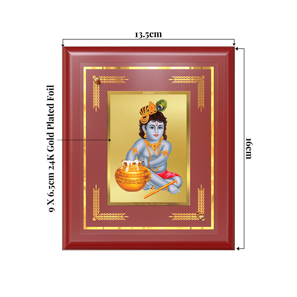 Makhan Gopal |Baby Krishna | Devakinandana For Wall & Tabletop Frame in 24K Gold Plated Foil