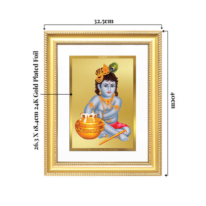 Makhan Gopal |Baby Krishna | Devakinandana For Wall & Tabletop Frame in 24K Gold Plated Foil