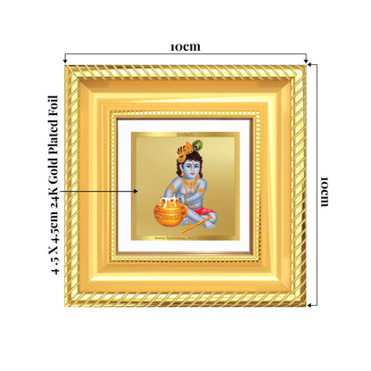 Makhan Gopal Baby Krishna Tabletop Frame showing dimensions