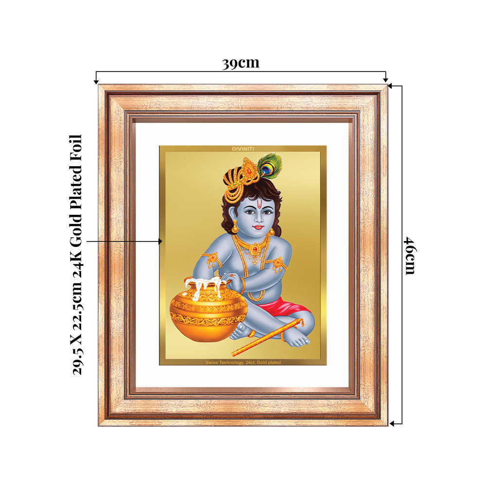 Makhan Gopal |Baby Krishna | Devakinandana For Wall & Tabletop Frame in 24K Gold Plated Foil