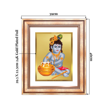 Makhan Gopal |Baby Krishna | Devakinandana For Wall & Tabletop Frame in 24K Gold Plated Foil