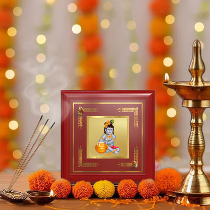 Makhan Gopal |Baby Krishna | Devakinandana For Tabletop Frame in 24K Gold Plated Foil