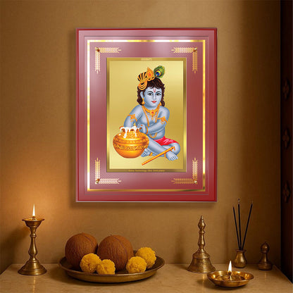 Makhan Gopal |Baby Krishna | Devakinandana For Wall & Tabletop Frame in 24K Gold Plated Foil