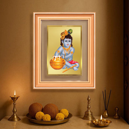 Makhan Gopal |Baby Krishna | Devakinandana For Wall & Tabletop Frame in 24K Gold Plated Foil