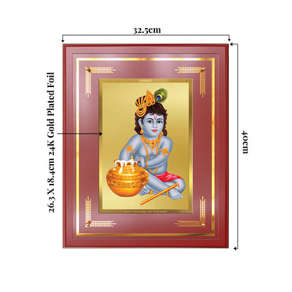 Makhan Gopal |Baby Krishna | Devakinandana For Wall & Tabletop Frame in 24K Gold Plated Foil