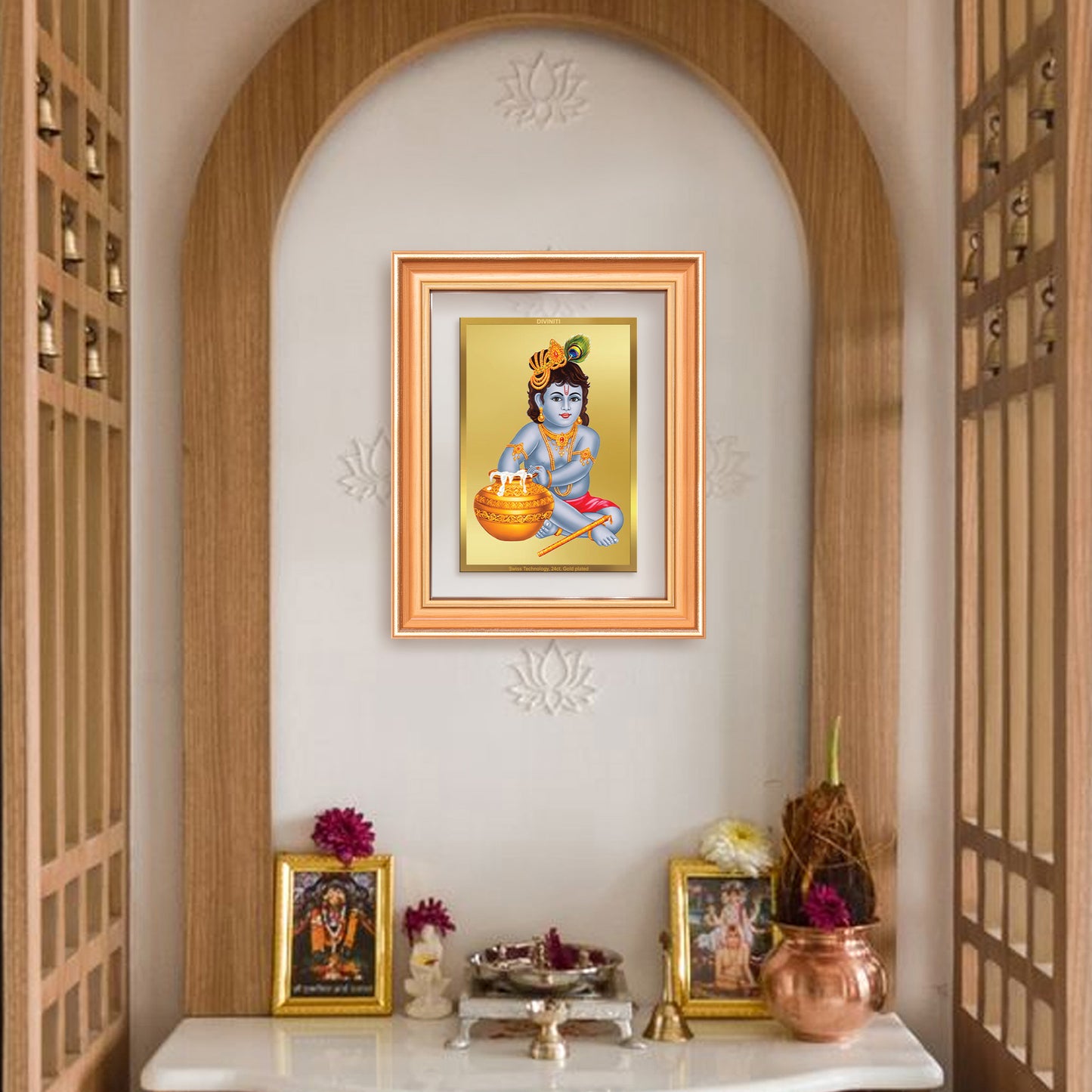 Makhan Gopal |Baby Krishna | Devakinandana For Wall & Tabletop Frame in 24K Gold Plated Foil