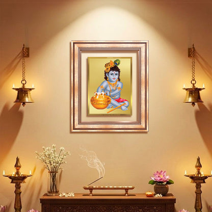 Makhan Gopal |Baby Krishna | Devakinandana For Wall & Tabletop Frame in 24K Gold Plated Foil