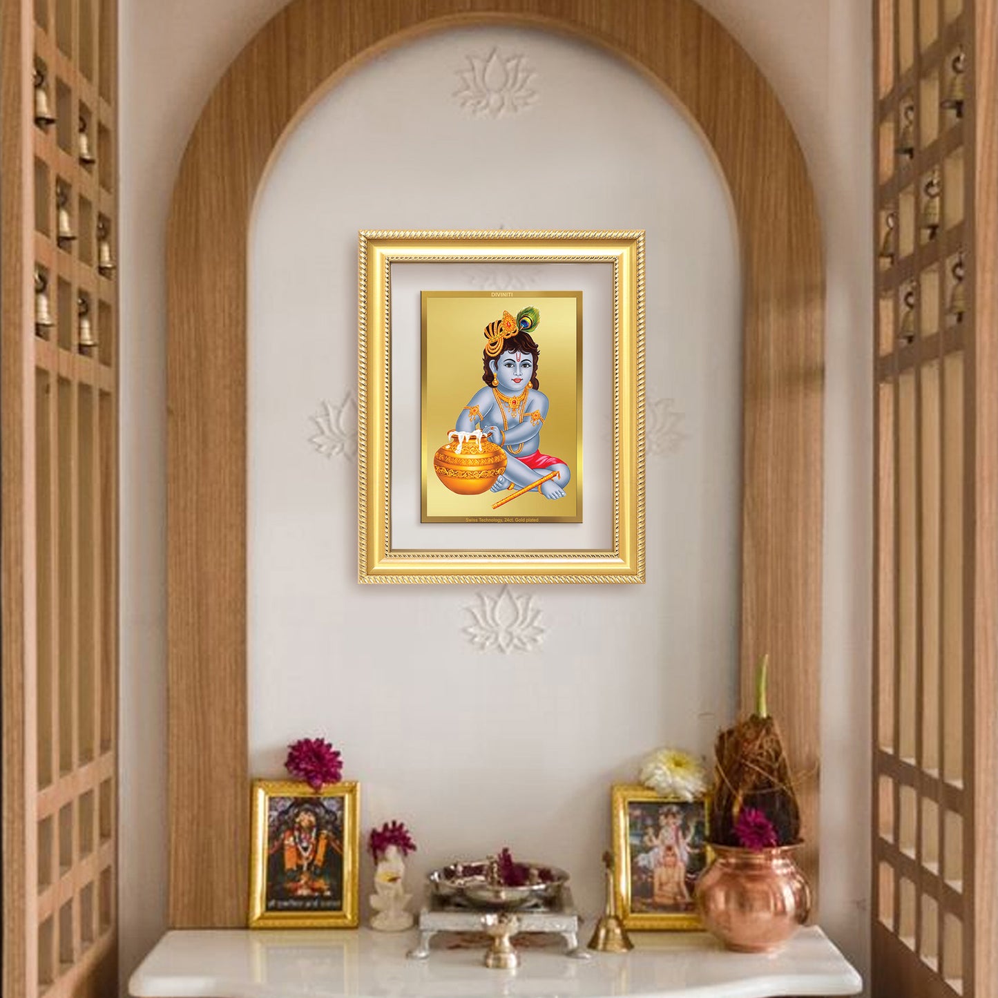 Makhan Gopal |Baby Krishna | Devakinandana For Wall & Tabletop Frame in 24K Gold Plated Foil