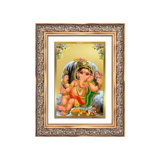 Bal Ganesha | Bal Ganapati | Baby Ganapati Wall Photo Frame in 24K Gold Plated Foil