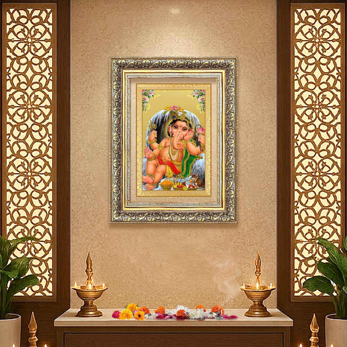 Bal Ganesha | Bal Ganapati|Baby Ganapati| for Wall Photo Frame in 24K Gold Plated Foil
