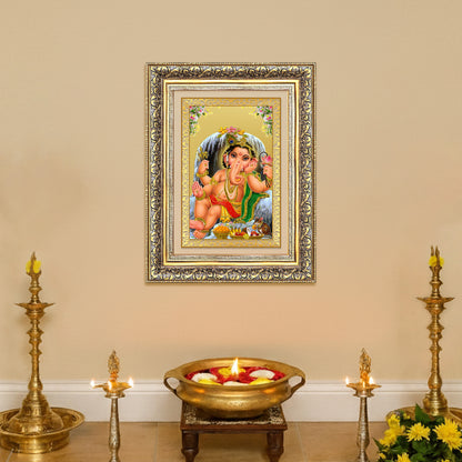 Bal Ganesha | Bal Ganapati|Baby Ganapati| for Wall Photo Frame in 24K Gold Plated Foil