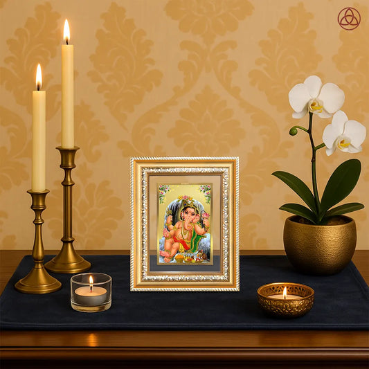 Bal Ganesha | Bal Ganapati|Baby Ganapati| for Wall & Tabletop Photo Frame in 24K Gold Plated Foil