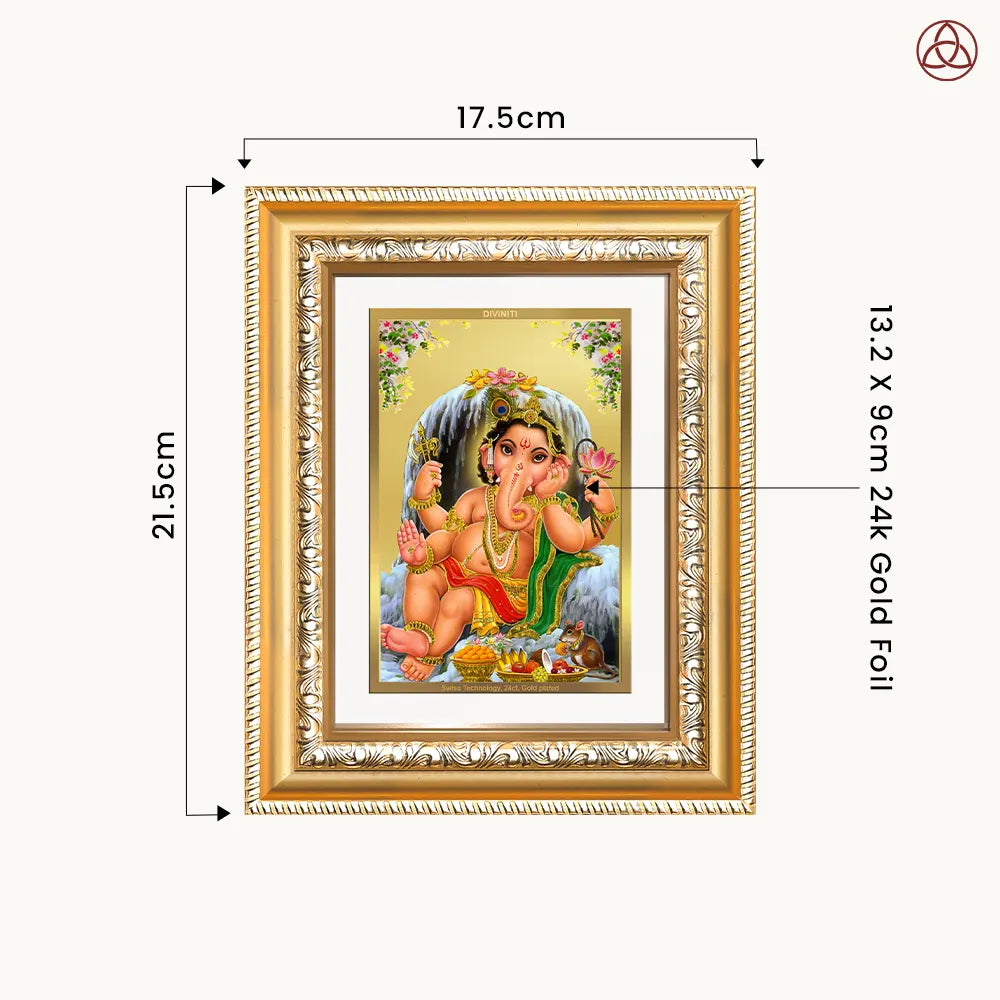 Bal Ganesha | Bal Ganapati|Baby Ganapati| for Wall & Tabletop Photo Frame in 24K Gold Plated Foil