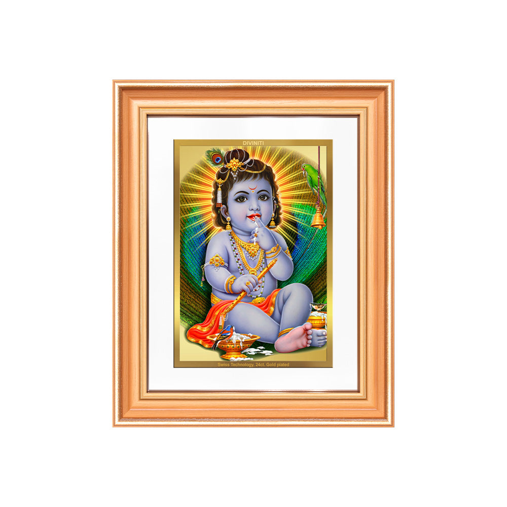 Bal Gopal |Baby Krishna | Devakinandana For Wall & Tabletop Frame in 24K Gold Plated Foil