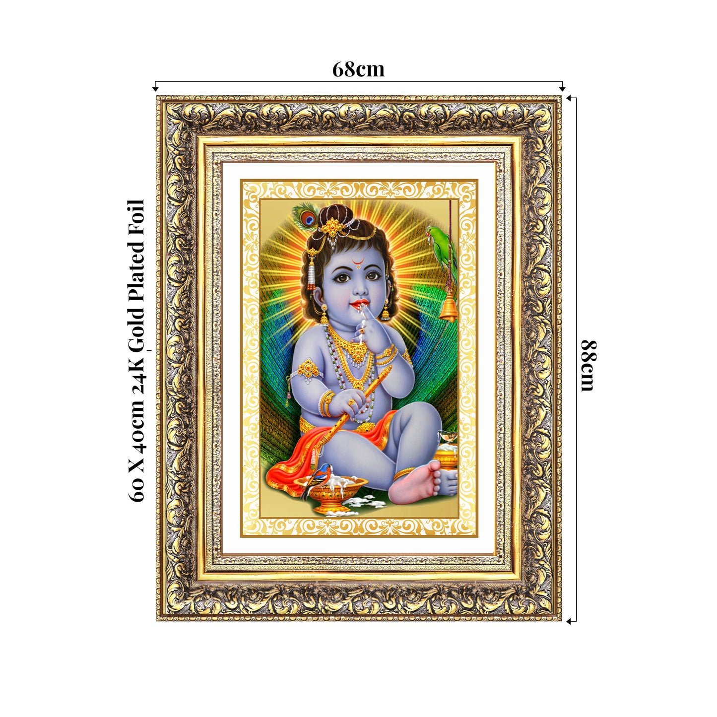 Bal Gopal | Baby Krishna | Devakinandana for Wall Photo Frame in 24K Gold Plated Foil