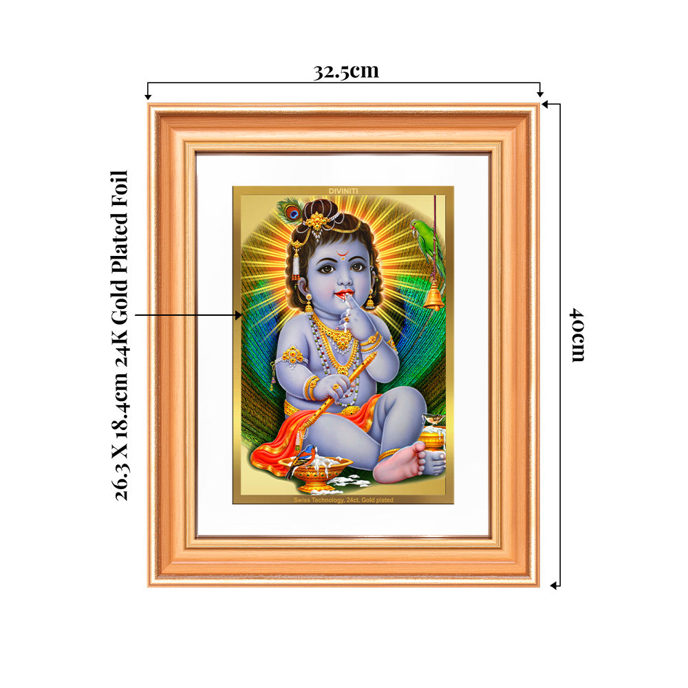 Bal Gopal |Baby Krishna | Devakinandana For Wall & Tabletop Frame in 24K Gold Plated Foil