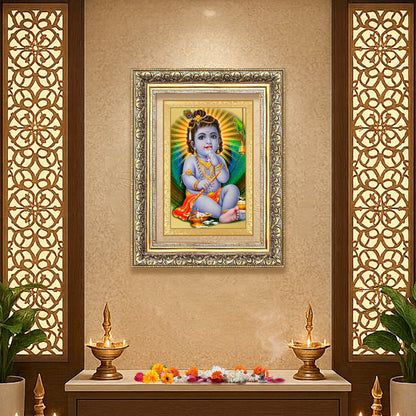 Bal Gopal | Baby Krishna | Devakinandana for Wall Photo Frame in 24K Gold Plated Foil