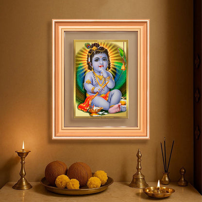 Bal Gopal |Baby Krishna | Devakinandana For Wall & Tabletop Frame in 24K Gold Plated Foil