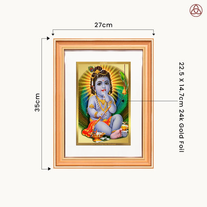 Bal Gopal | Baby Krishna | Devakinandana for Wall Photo Frame in 24K Gold Plated Foil
