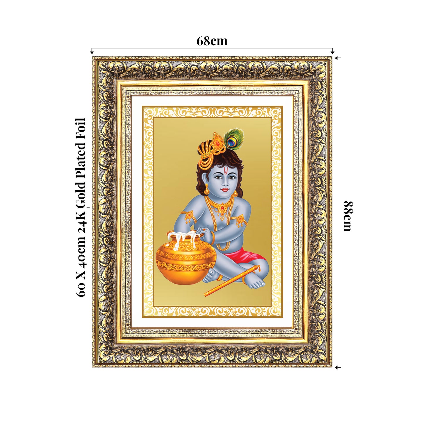 Makhan Gopal | Baby Krishna | Devakinandana for Wall Photo Frame in 24K Gold Plated Foil