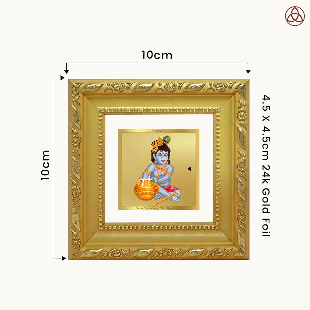 Makhan Gopal |Baby Krishna | Devakinandana For Tabletop Frame in 24K Gold Plated Foil