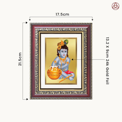 Makhan Gopal |Baby Krishna | Devakinandana for Wall & Tabletop Photo Frame in 24K Gold Plated Foil