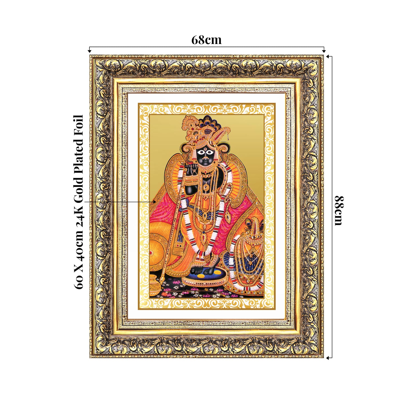 Banke Bihari | Kunjbihari Wall Mount Photo Frame in 24K Gold Plated Foil