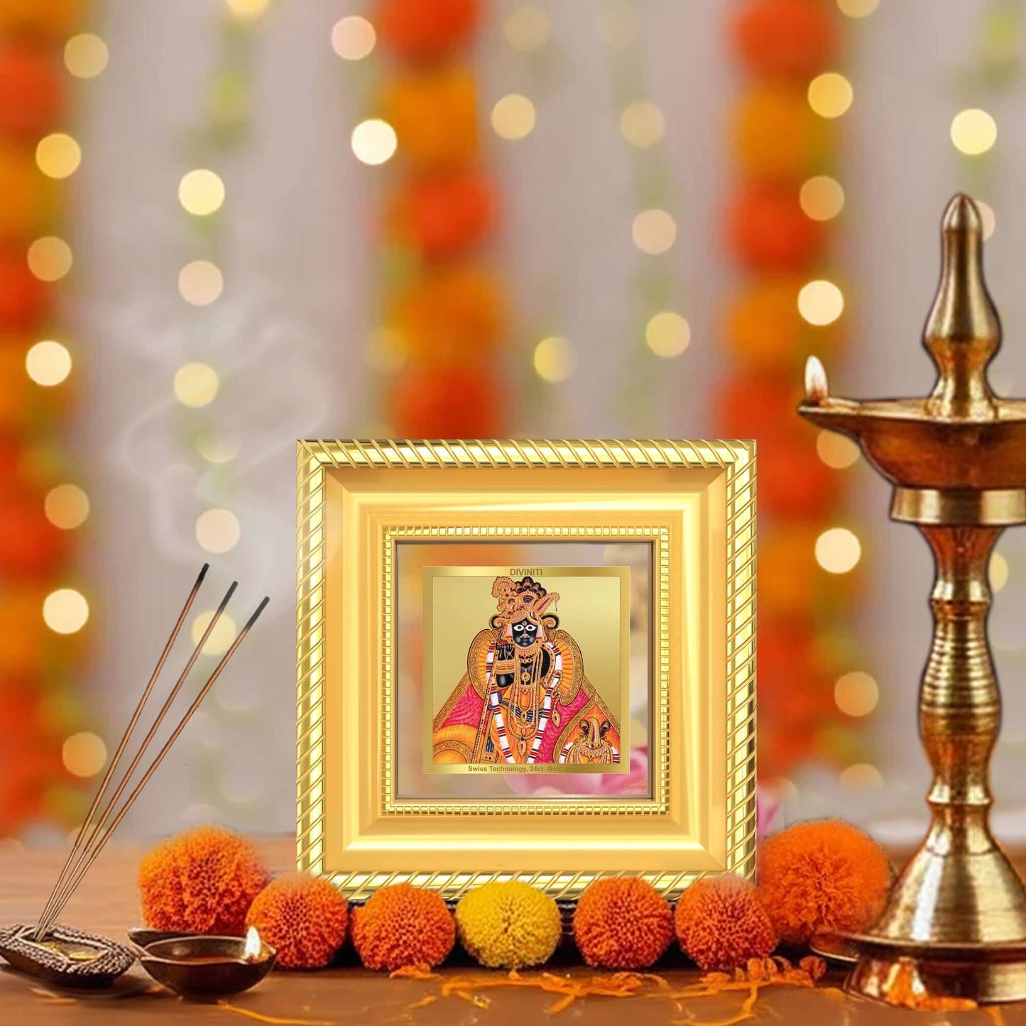 Banke Bihari | Kunjbihari Tabletop Photo Frame in 24K Gold Plated Foil