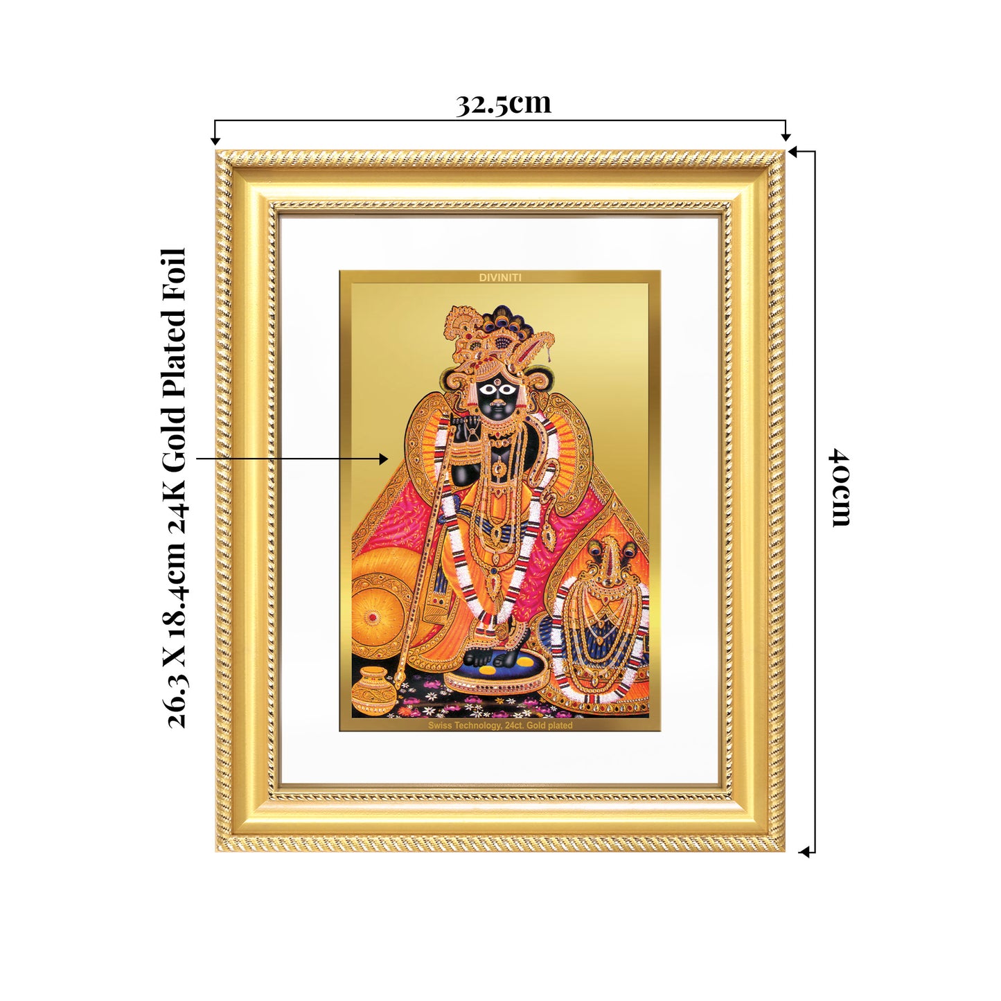 Banke Bihari | Kunjbihari Wall Mount Photo Frame in 24K Gold Plated Foil
