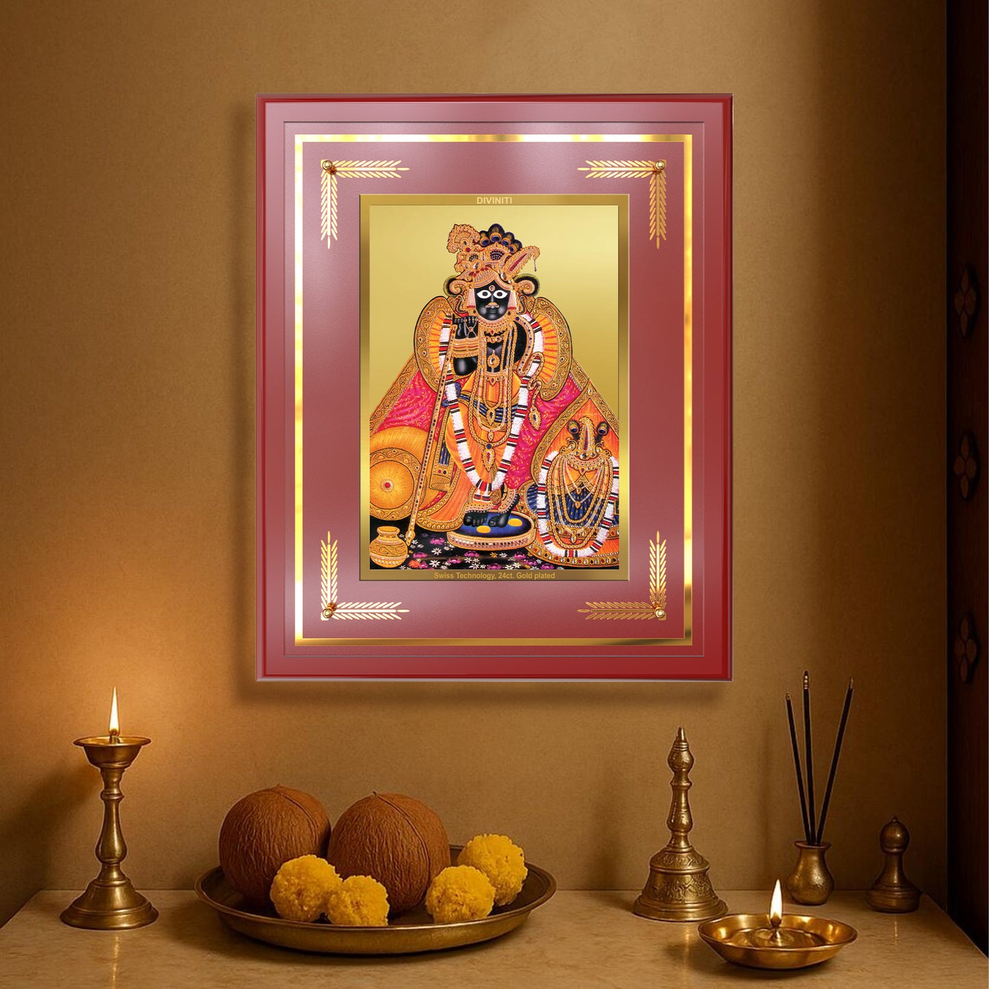Banke Bihari | Kunjbihari Wall Mount Photo Frame in 24K Gold Plated Foil