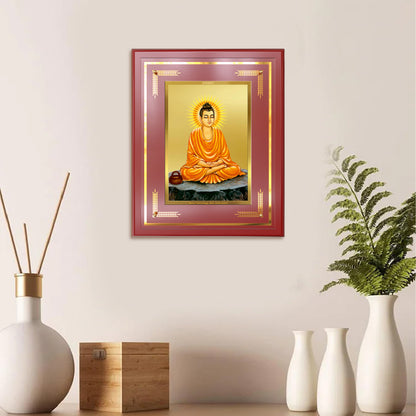 Lord Buddha| Car Dashbaord Wall & Tabletop Frame in 24K Gold Plated Foil