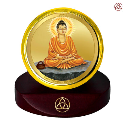 Buddha | Divine Meditation Car Dashboard & Tabletop Photo Frame in 24K Gold Plated Foil