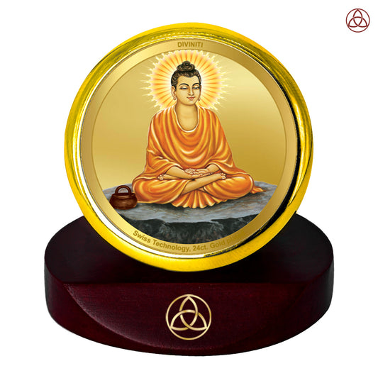 Buddha | Divine Meditation Car Dashboard & Tabletop Photo Frame in 24K Gold Plated Foil