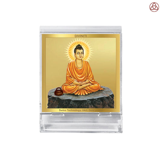 Buddha | Divine Meditation Car Dashboard & Tabletop Photo Frame in 24K Gold Plated Foil