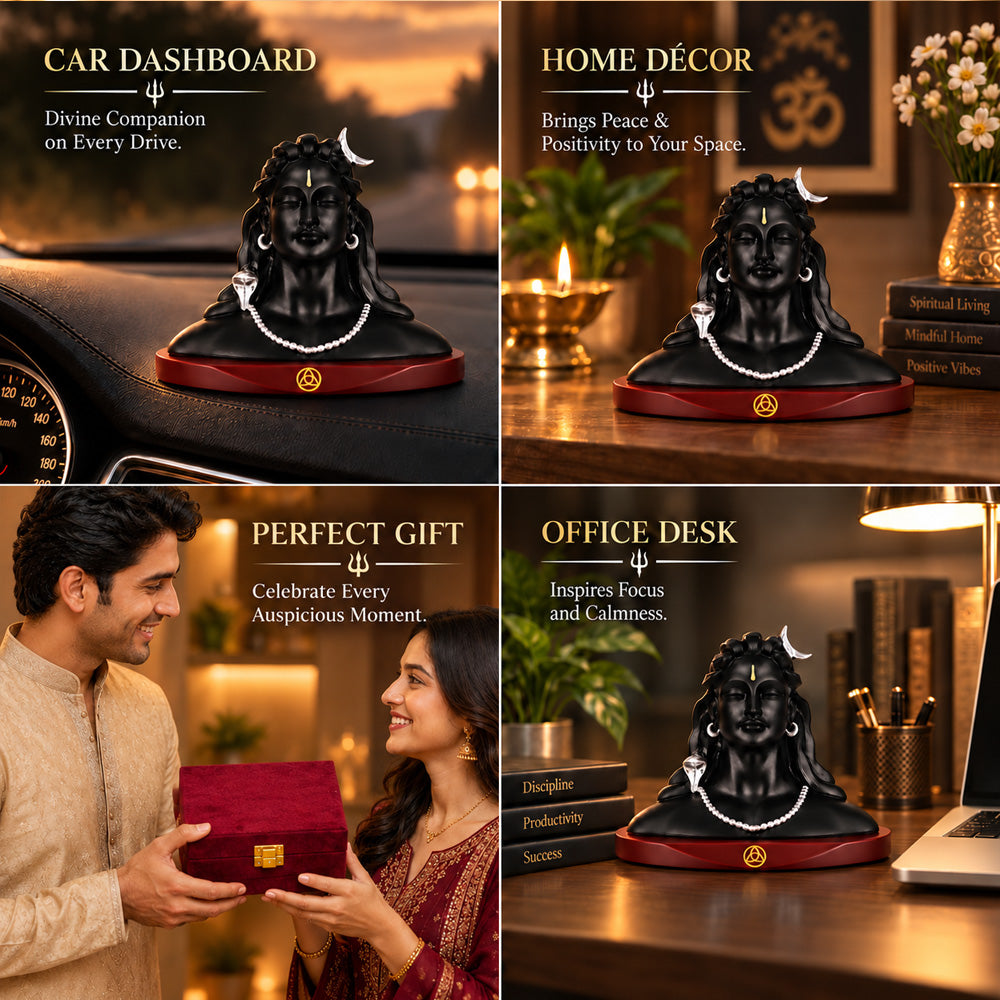 DIVINITI Adiyogi Black Idol | Car & Home Décor | Gift Box | 7.5x11.5 CM