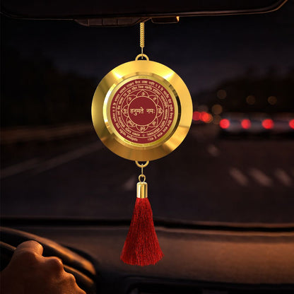 Diviniti 24K Gold Plated Double Sided Panchmukhi Hanuman & Yantra Car Dangler|6CM Lord Hanuman Hanging Car Decor|Luxurious 24K Gold Plated Dangler For Car|Divine Car Accessories For Positive Energy & Protection