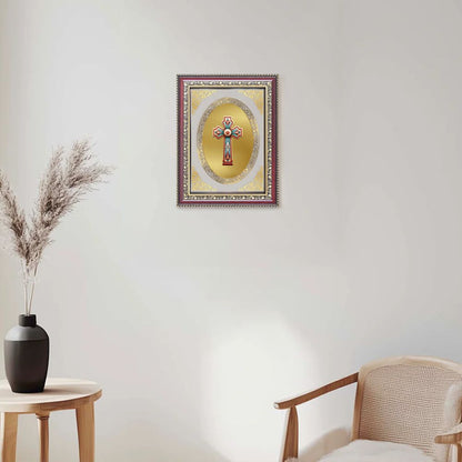 Holy Cross | Christian Sacred Wall & Tabletop Royal Photo Frame in 24K Gold Plated Foil