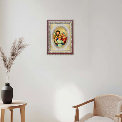 Holy Family (Jesus, Mary & Joseph) | Christian Wall & Tabletop Royal Photo Frame in 24K Gold Plated Foil